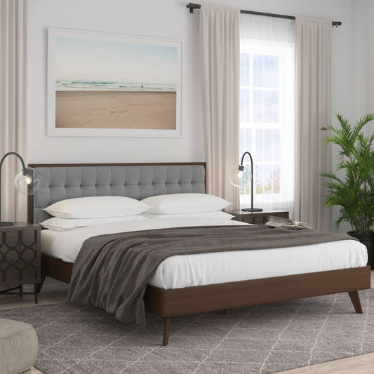 Abril Upholstered Platform Bed Corrigan Studio Size: King, Color: Gray