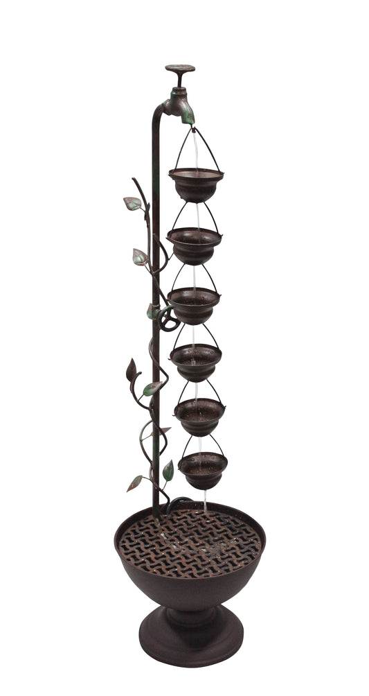 Alpine 6 Hanging Cup Tier Layered Outdoor Floor Fountain